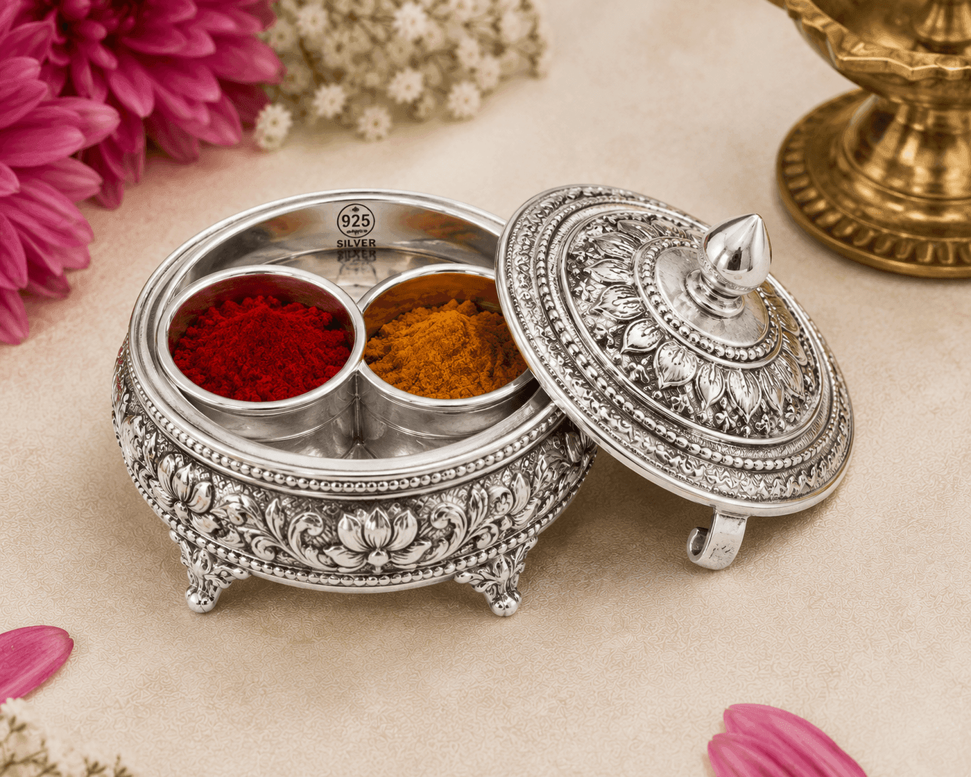 Silver Pooja Kumkum Box